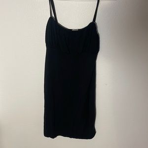 body con garage, tight black dress with ruching detailed bust